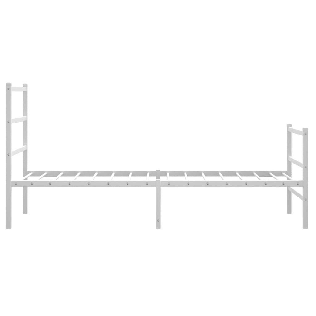 Bed frame with head and footboard metal white 90x200 cm