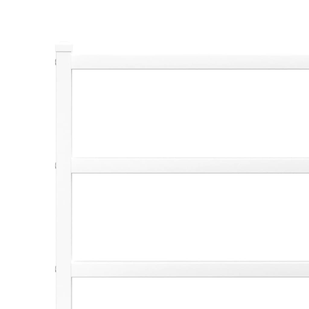 Bed frame with head and footboard metal white 100x190 cm