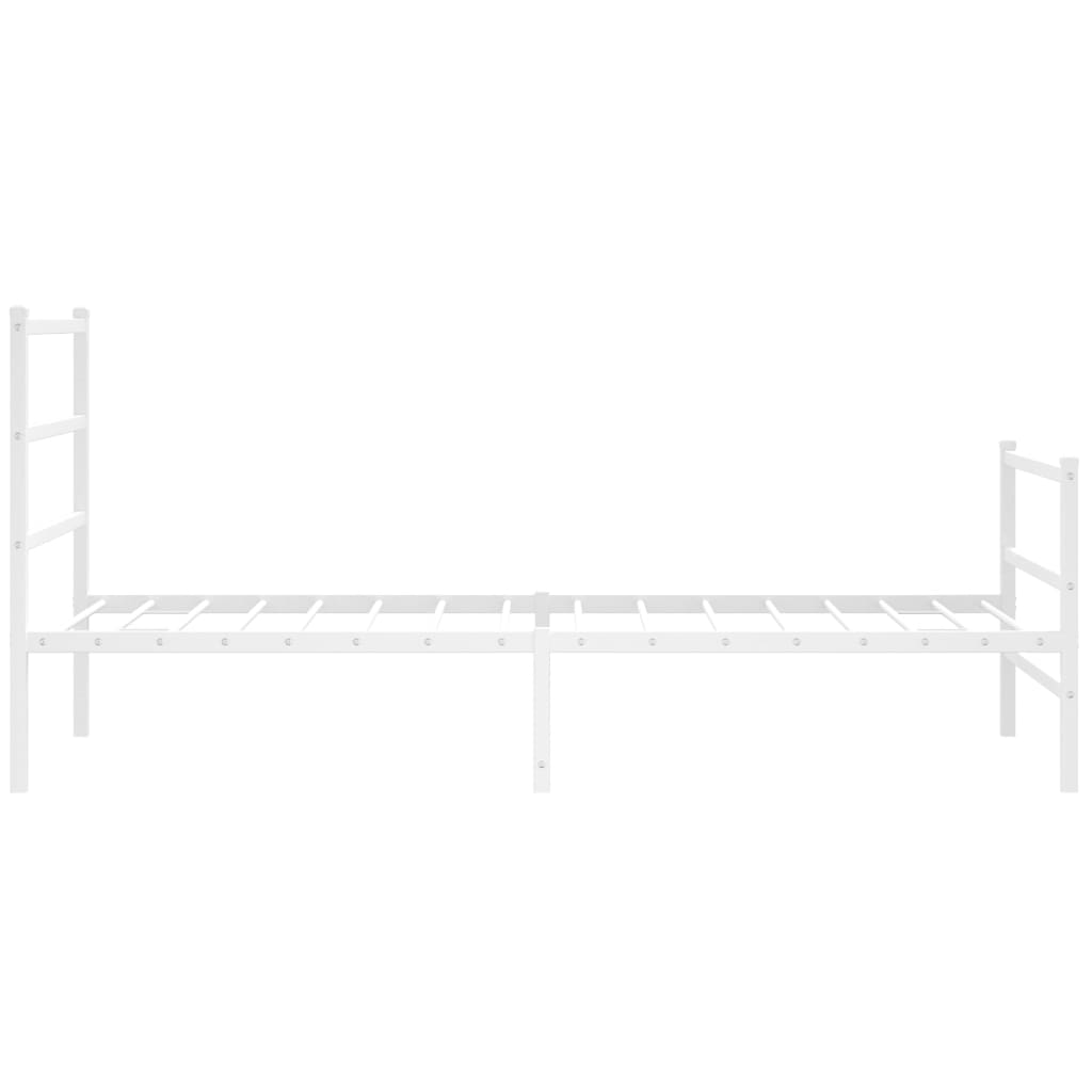 Bed frame with head and footboard metal white 107x203 cm