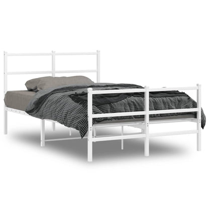 Bettgestell mit Kopf- und Fußteil Metall Weiß 120x190 cm