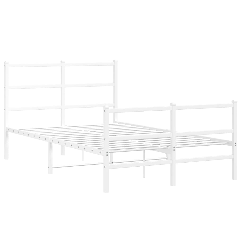 Bed frame with head and footboard metal white 120x190 cm