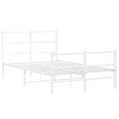 Bettgestell mit Kopf- und Fußteil Metall Weiß 120x190 cm