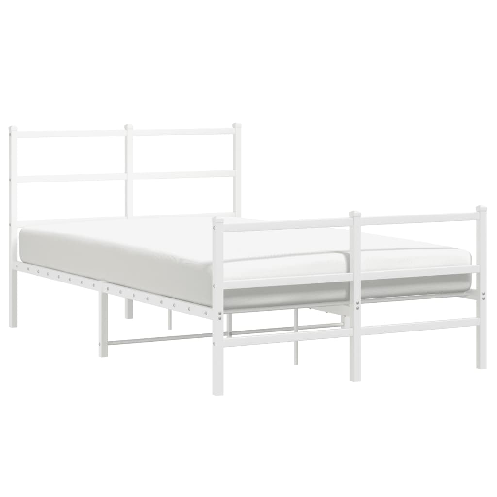 Bed frame with head and footboard metal white 120x190 cm