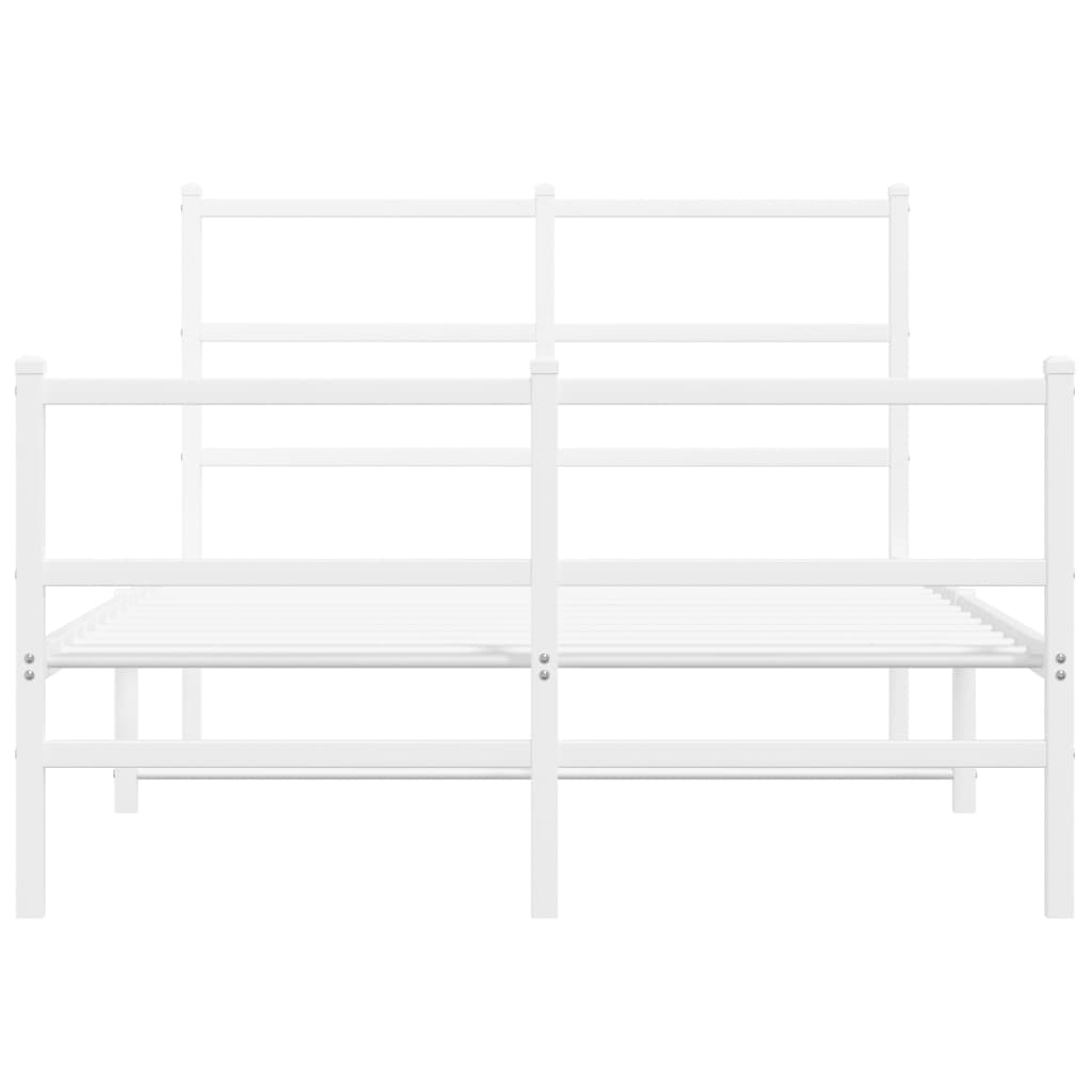 Bed frame with head and footboard metal white 120x190 cm
