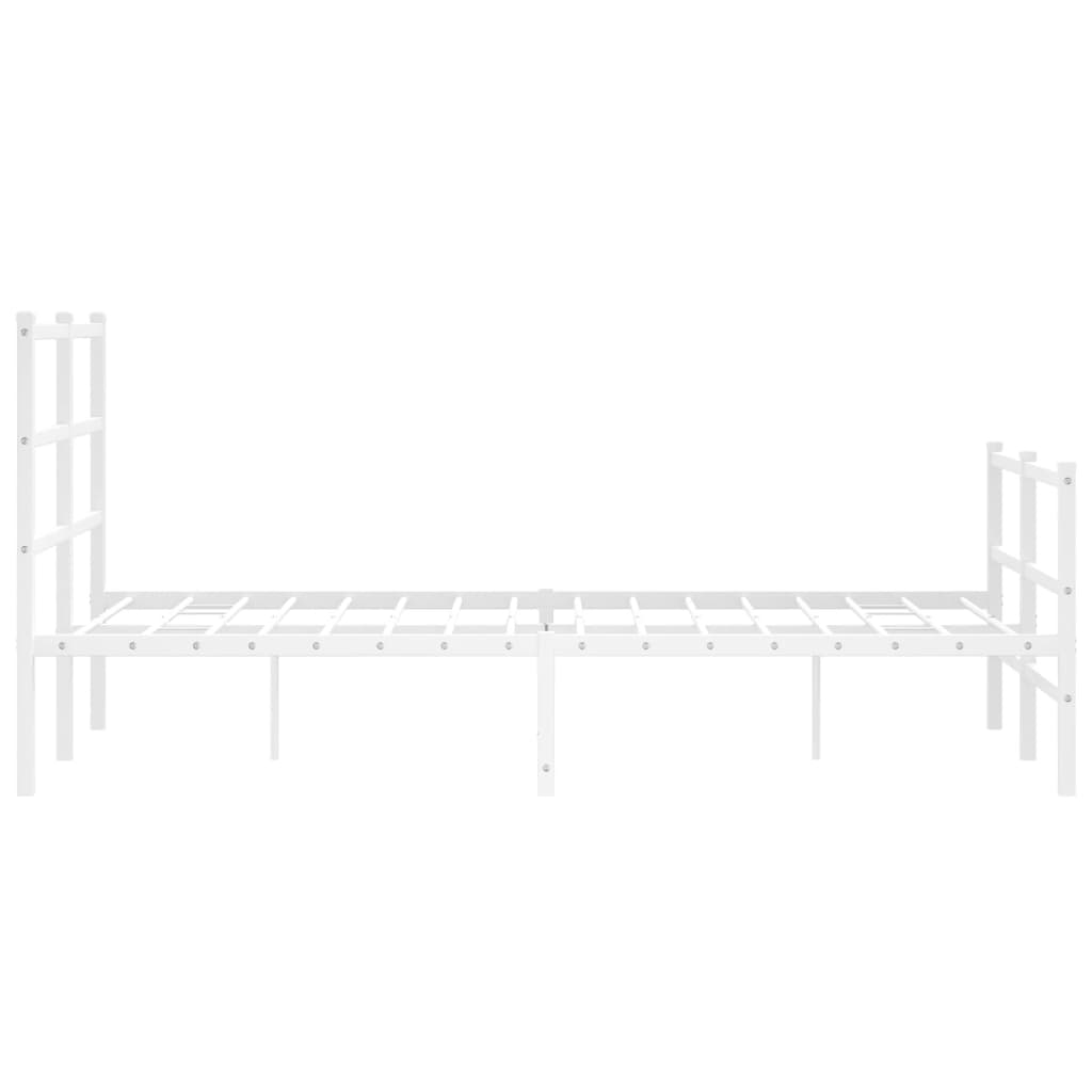 Bed frame with head and footboard metal white 120x190 cm