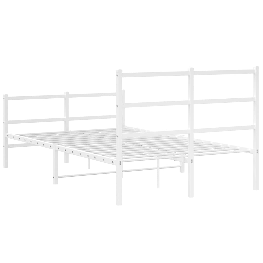 Bed frame with head and footboard metal white 120x190 cm