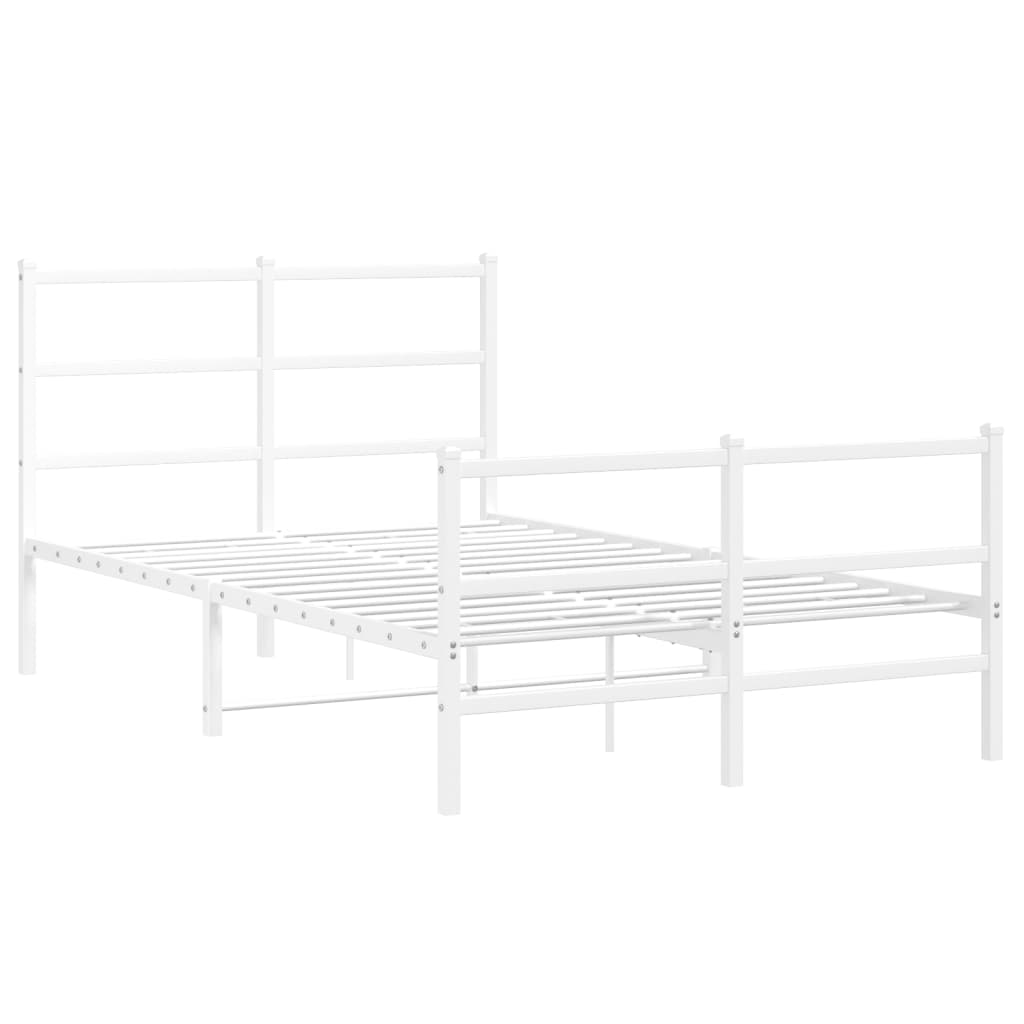 Bed frame with head and footboard metal white 120x200 cm