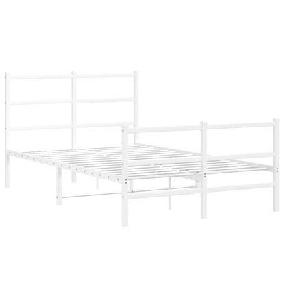 Bettgestell mit Kopf- und Fußteil Metall Weiß 120x200 cm