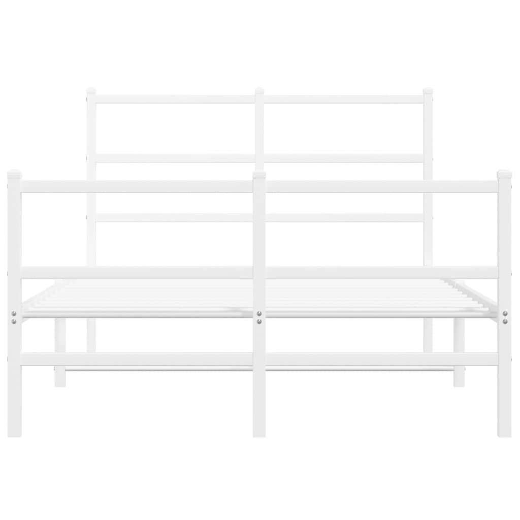 Bed frame with head and footboard metal white 120x200 cm