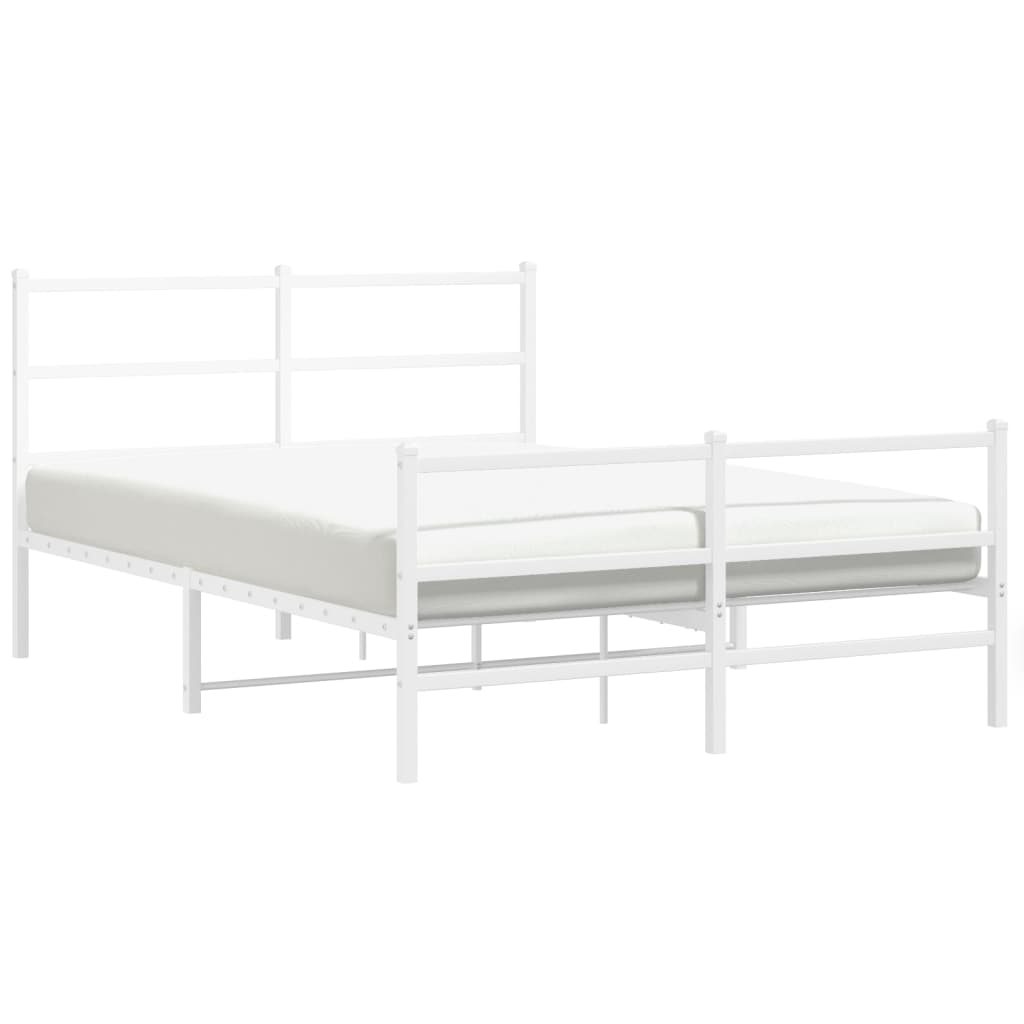 Bed frame with head and footboard metal white 135x190 cm