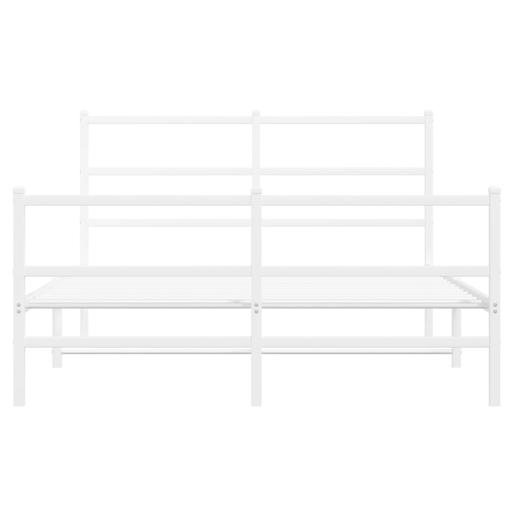 Bed frame with head and footboard metal white 135x190 cm