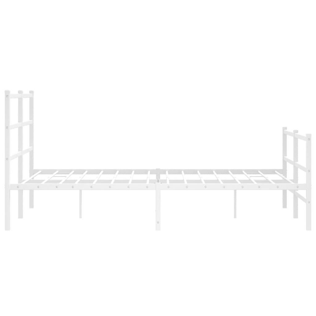 Bed frame with head and footboard metal white 135x190 cm