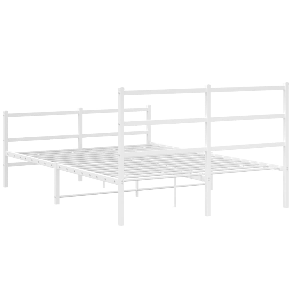 Bed frame with head and footboard metal white 135x190 cm