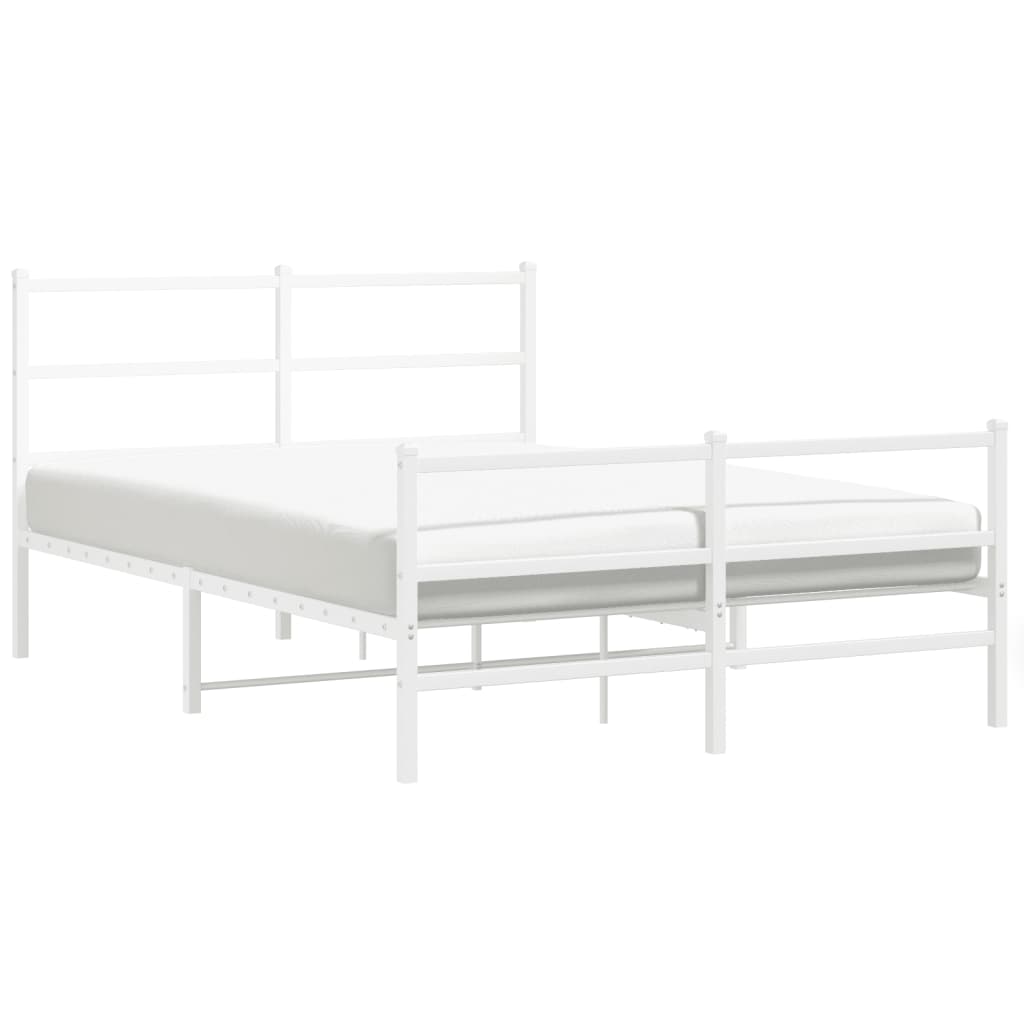 Bed frame with head and footboard metal white 140x190 cm