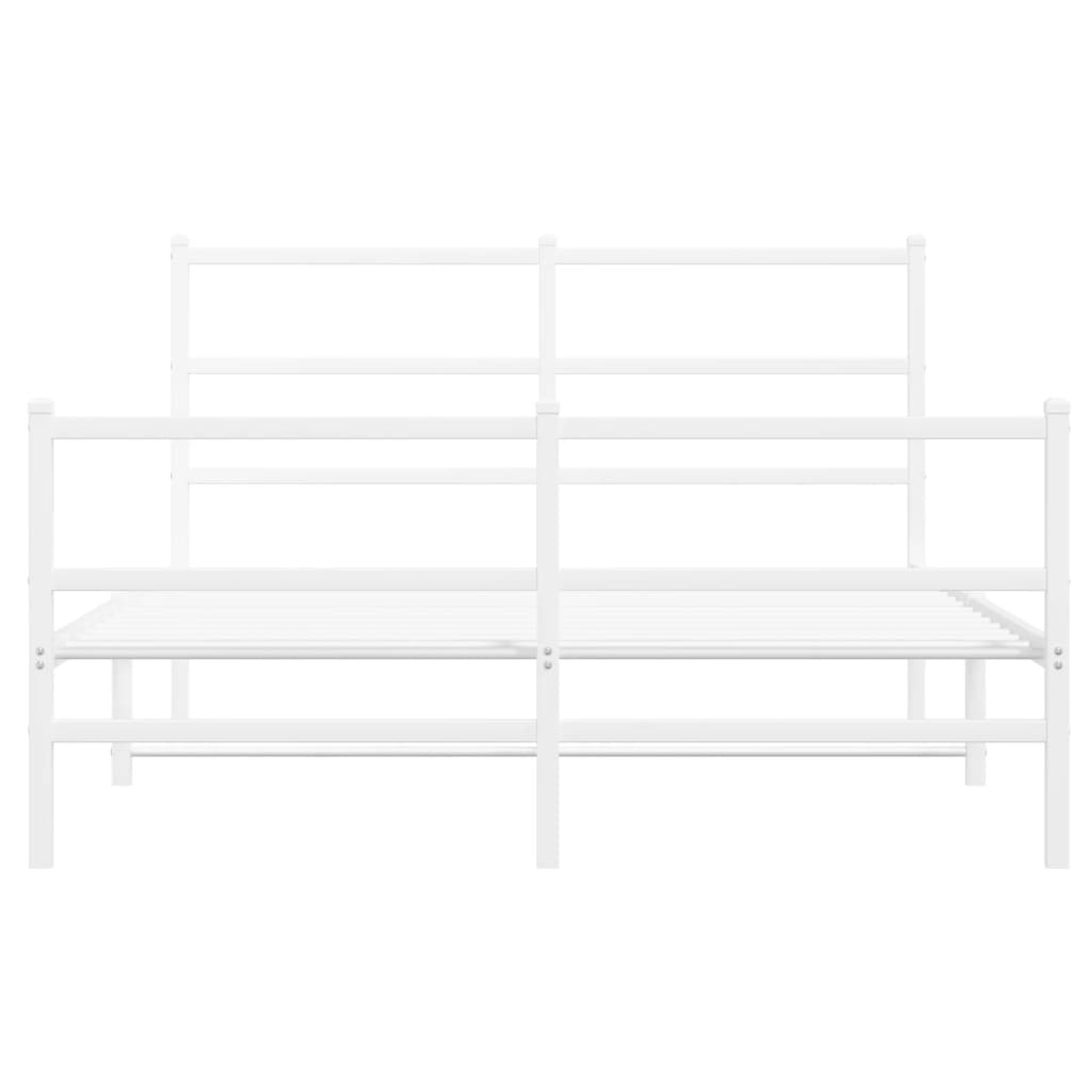 Bed frame with head and footboard metal white 140x190 cm