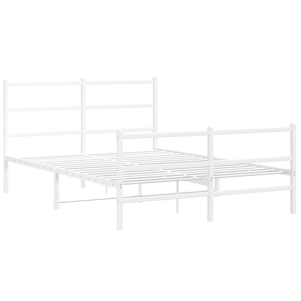 Bed frame with head and footboard metal white 140x200 cm