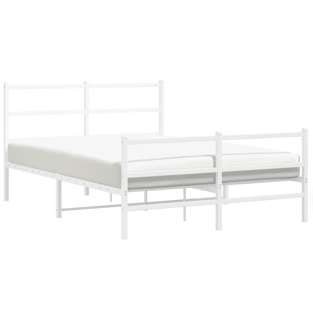 Bed frame with head and footboard metal white 140x200 cm