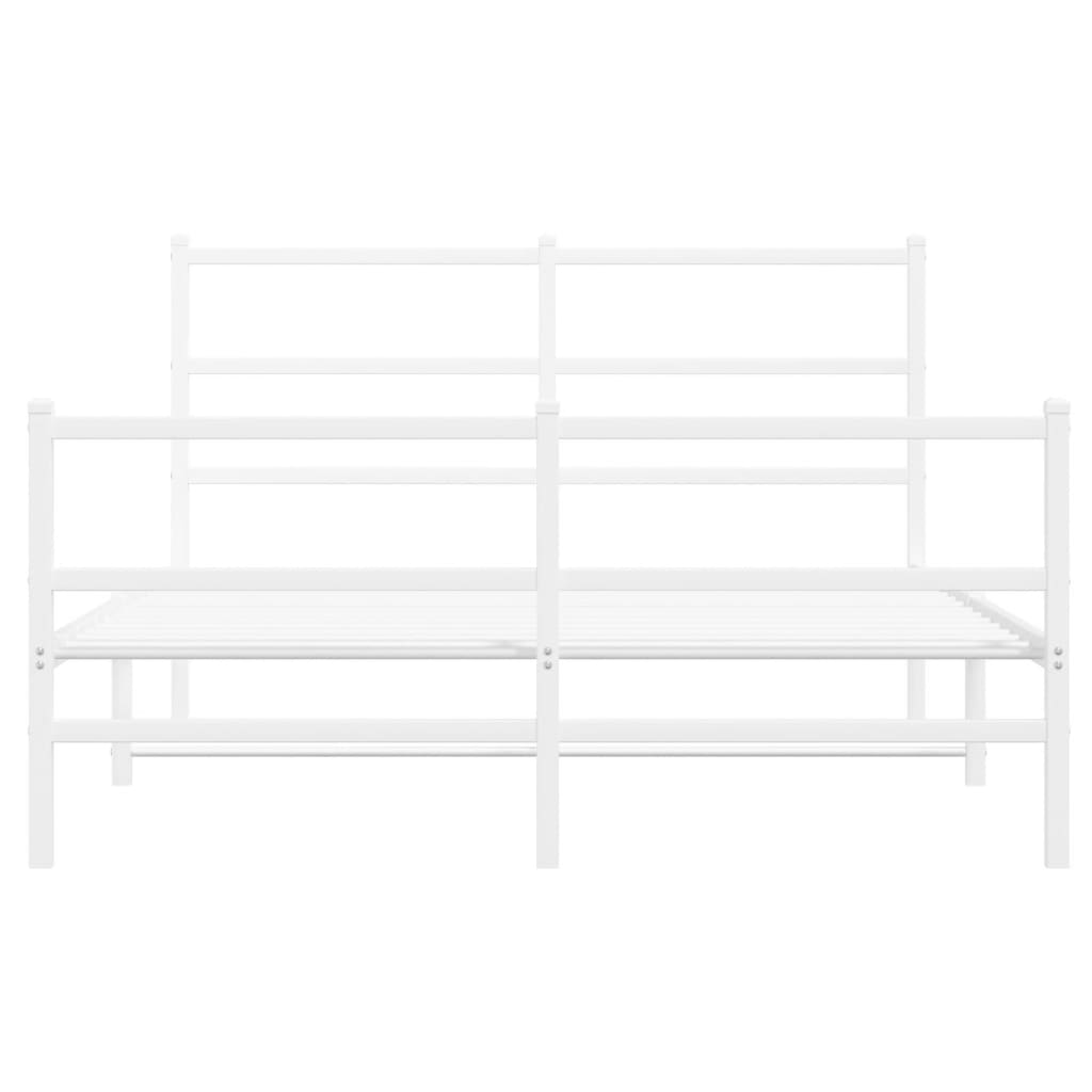 Bed frame with head and footboard metal white 140x200 cm