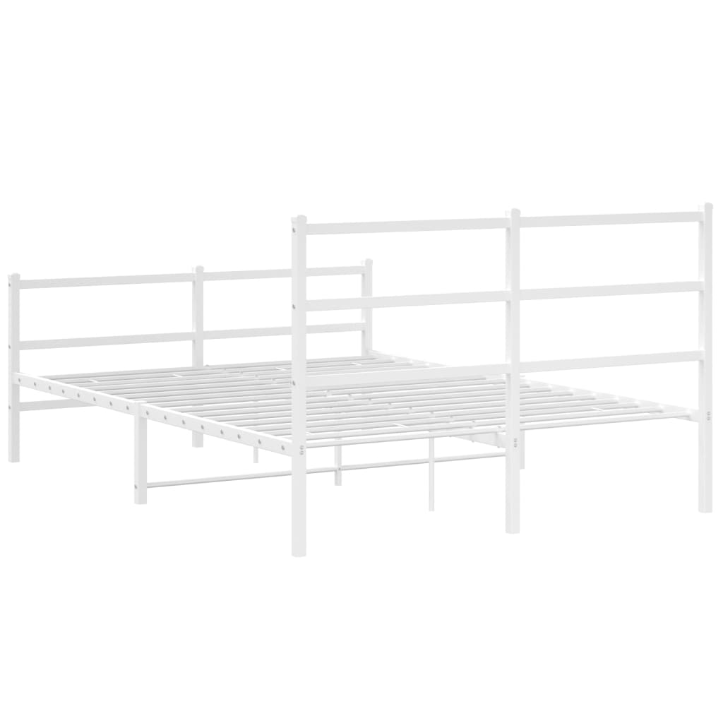 Bed frame with head and footboard metal white 140x200 cm