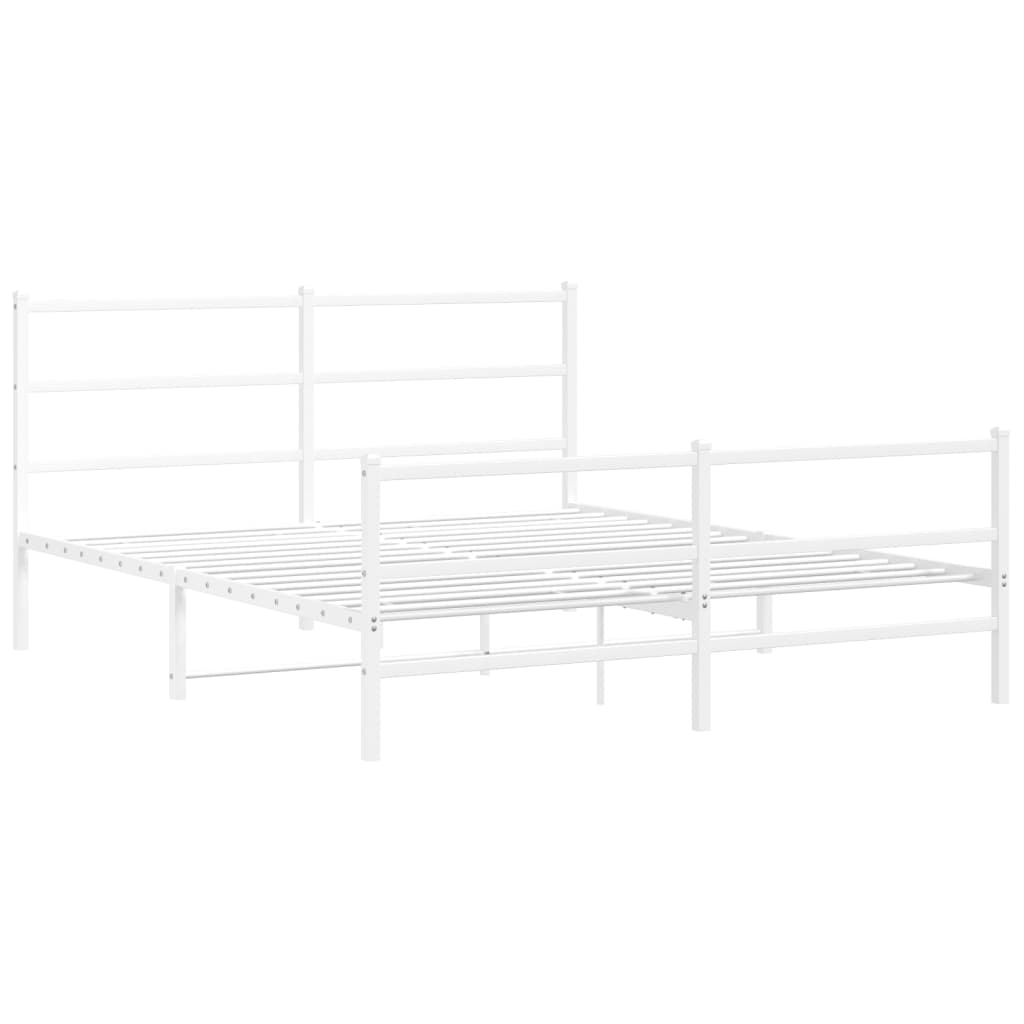 Bed frame with head and footboard metal white 150x200 cm