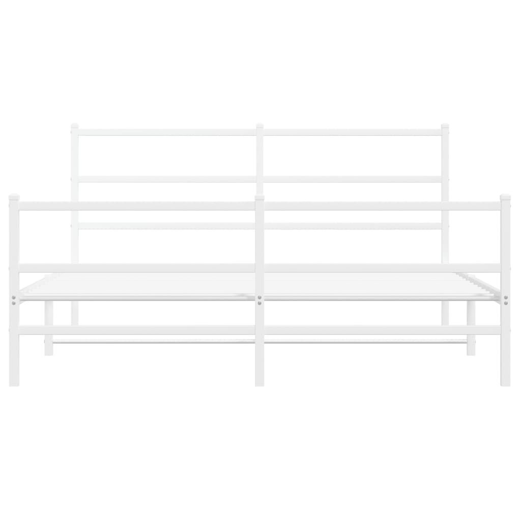 Bed frame with head and footboard metal white 150x200 cm