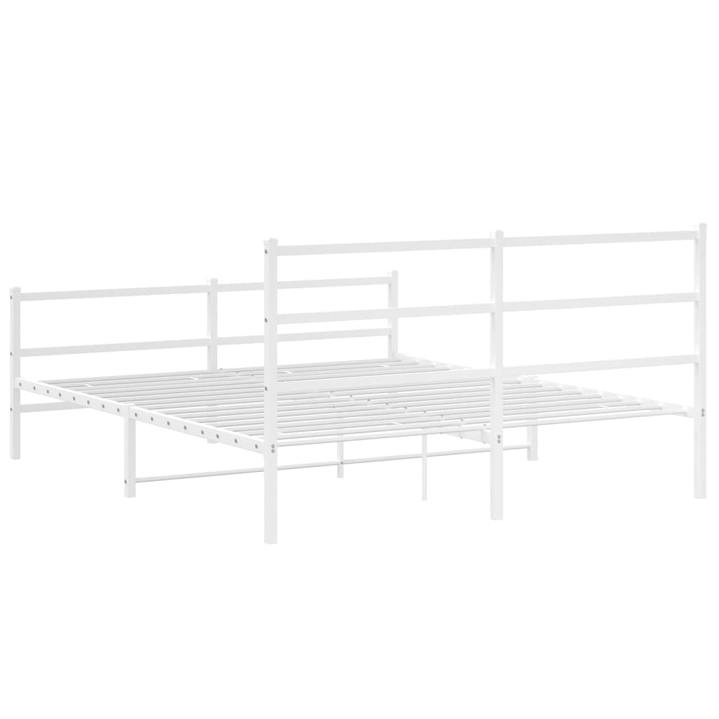 Bed frame with head and footboard metal white 150x200 cm