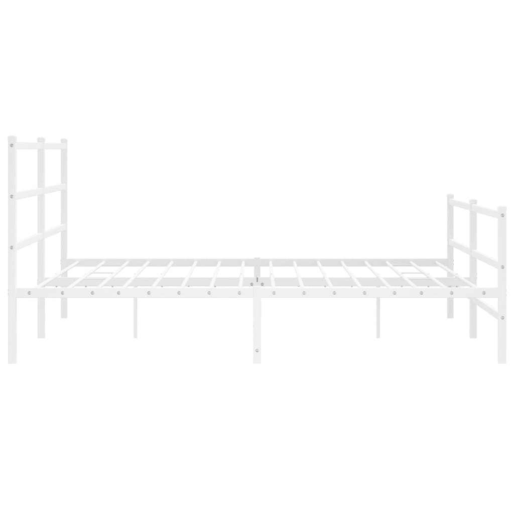 Bed frame with head and footboard metal white 183x213 cm