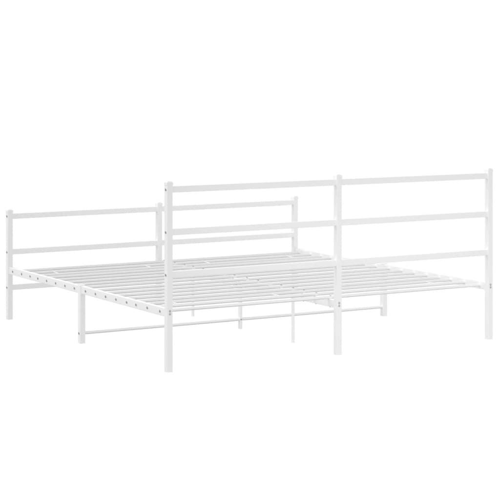 Bed frame with head and footboard metal white 183x213 cm