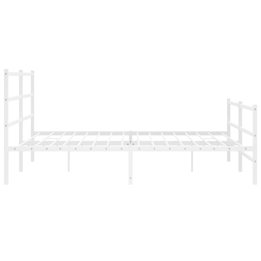 Bed frame with head and footboard metal white 193x203 cm