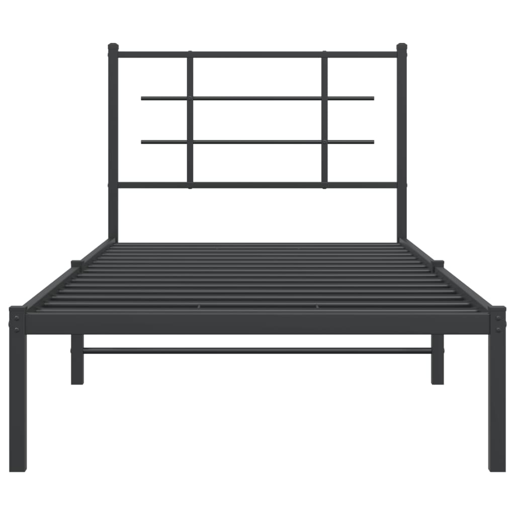 Bed frame with headboard metal black 90x190 cm