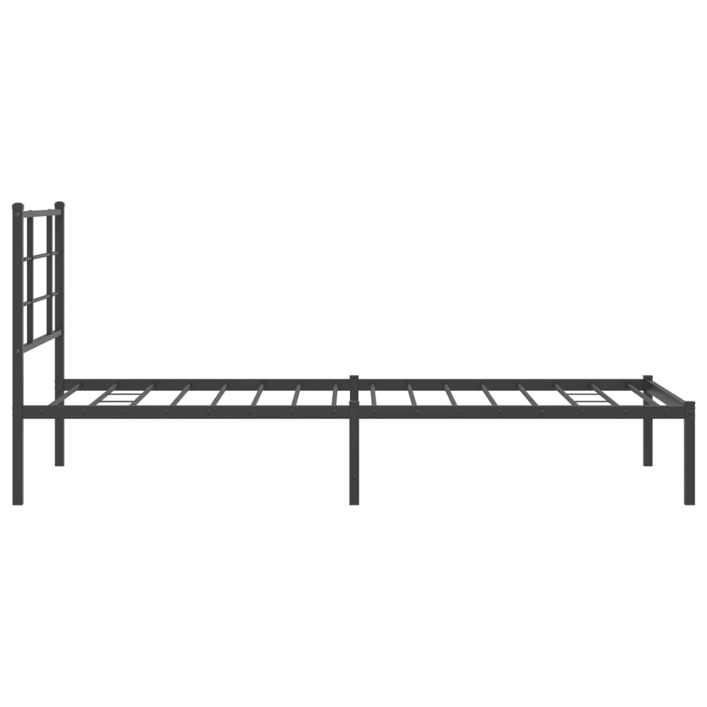 Bed frame with headboard metal black 90x190 cm