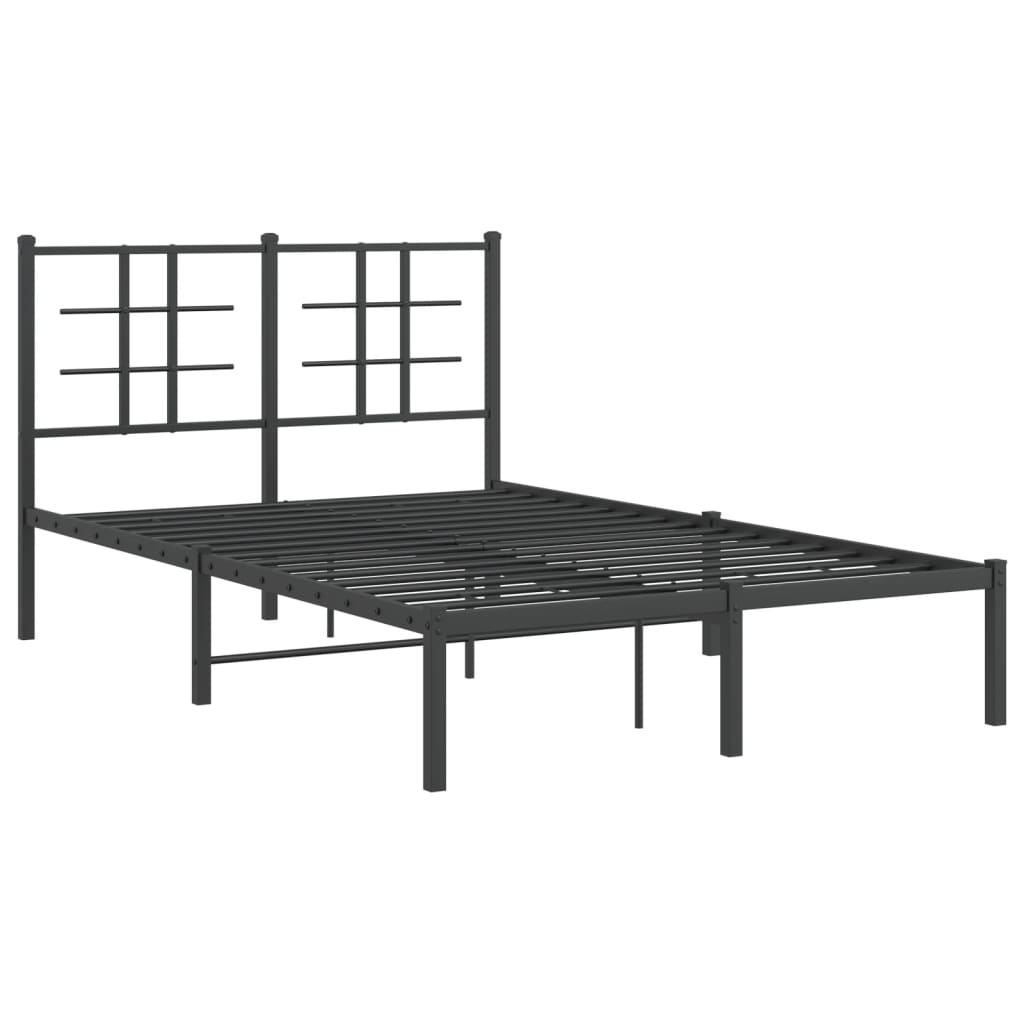 Bed frame with headboard metal black 120x190 cm