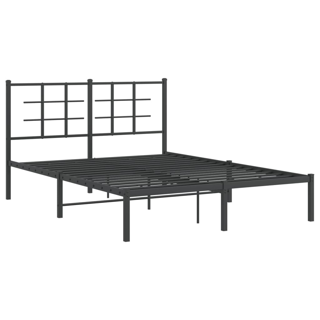 Bed frame with headboard metal black 135x190 cm