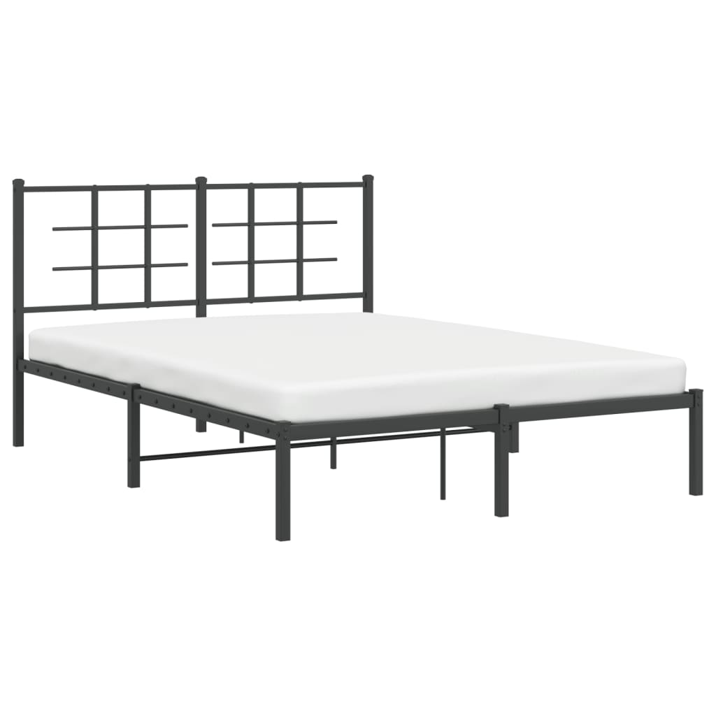 Bed frame with headboard metal black 135x190 cm