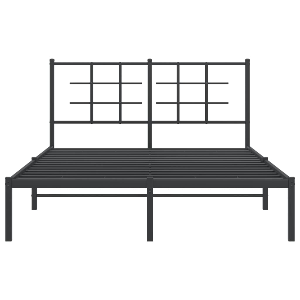 Bed frame with headboard metal black 135x190 cm