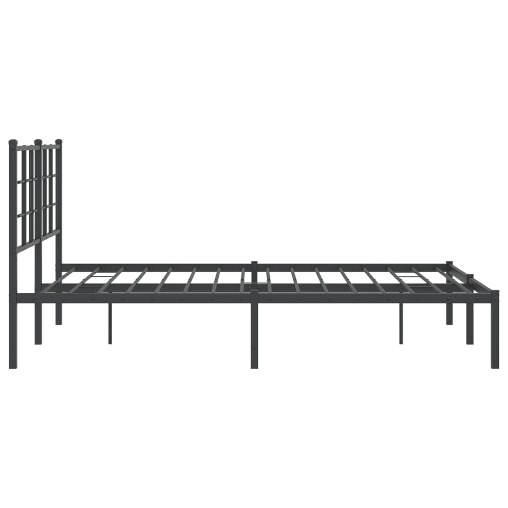 Bed frame with headboard metal black 135x190 cm