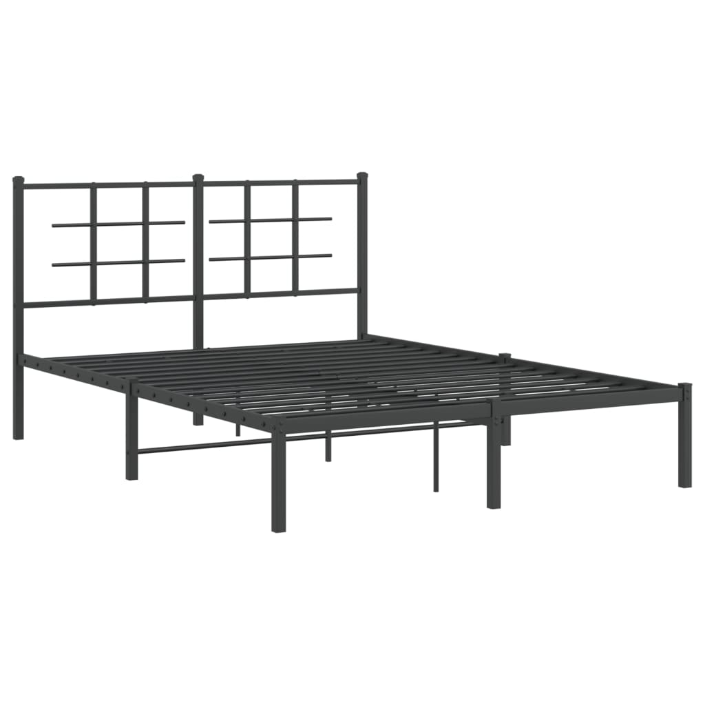Bed frame with headboard metal black 140x200 cm