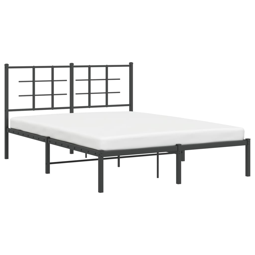 Bed frame with headboard metal black 140x200 cm