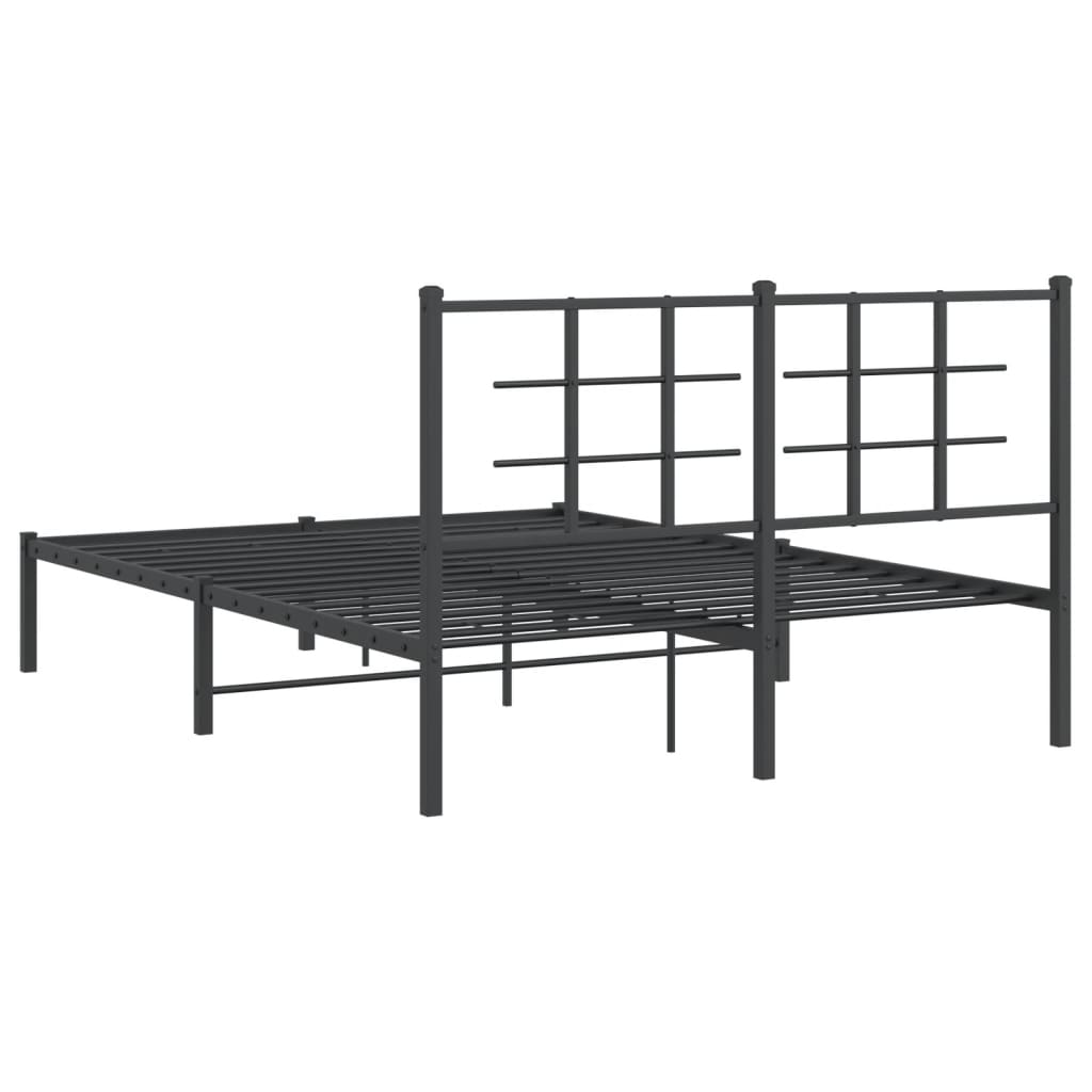 Bed frame with headboard metal black 140x200 cm