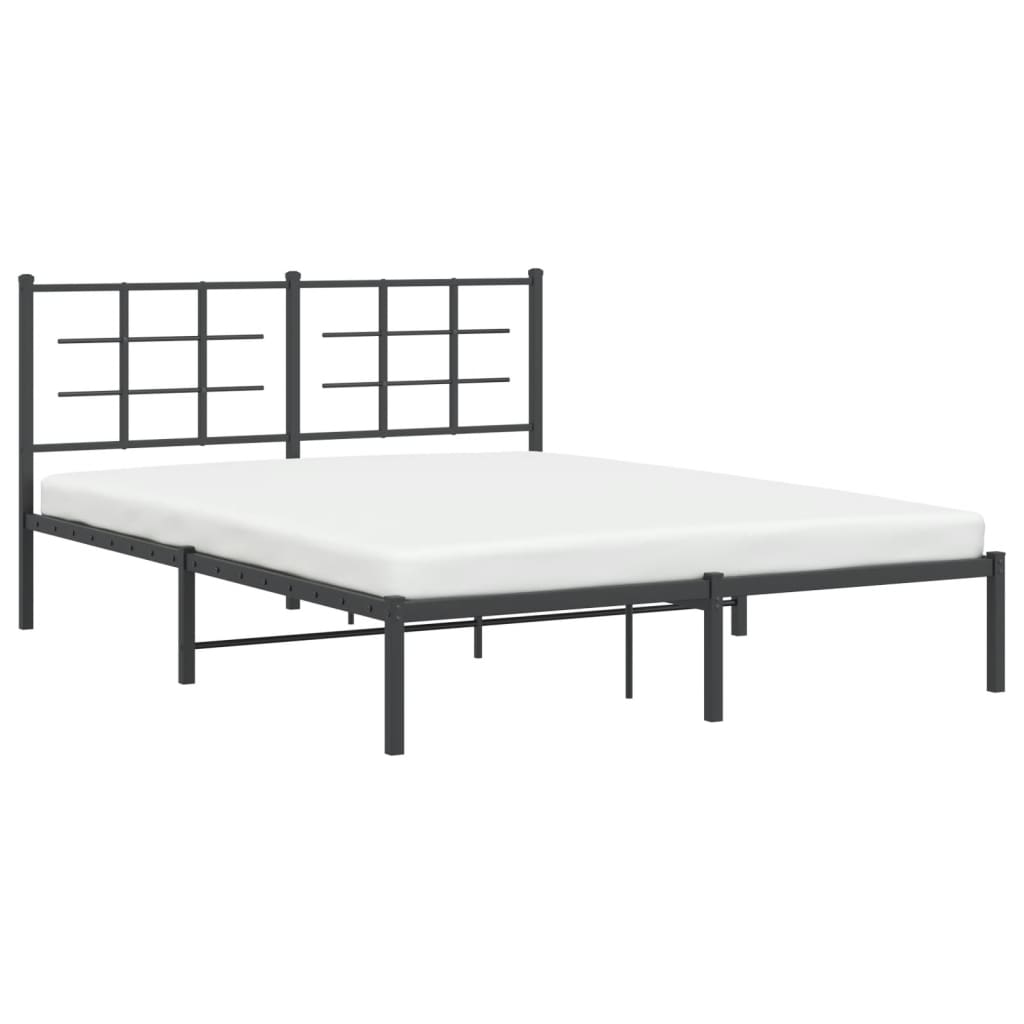 Bed frame with headboard metal black 150x200 cm