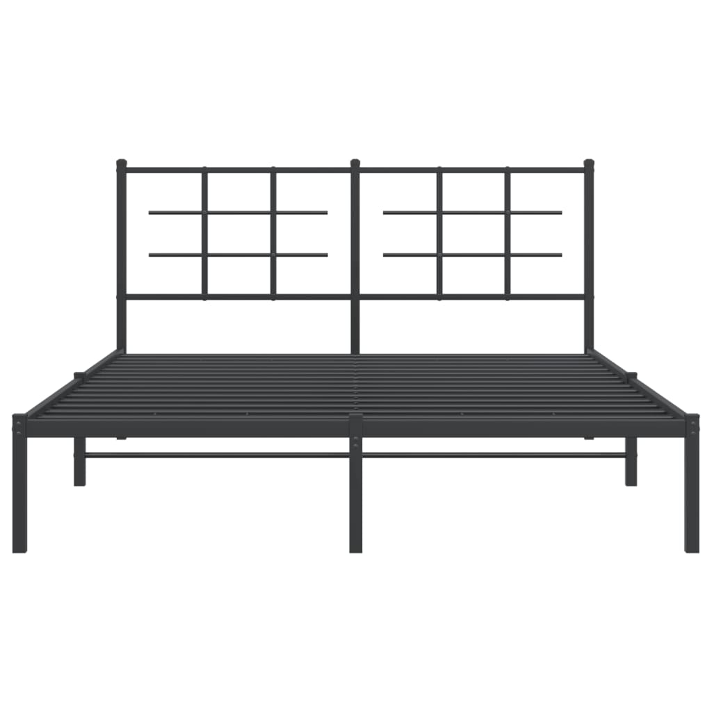 Bed frame with headboard metal black 150x200 cm
