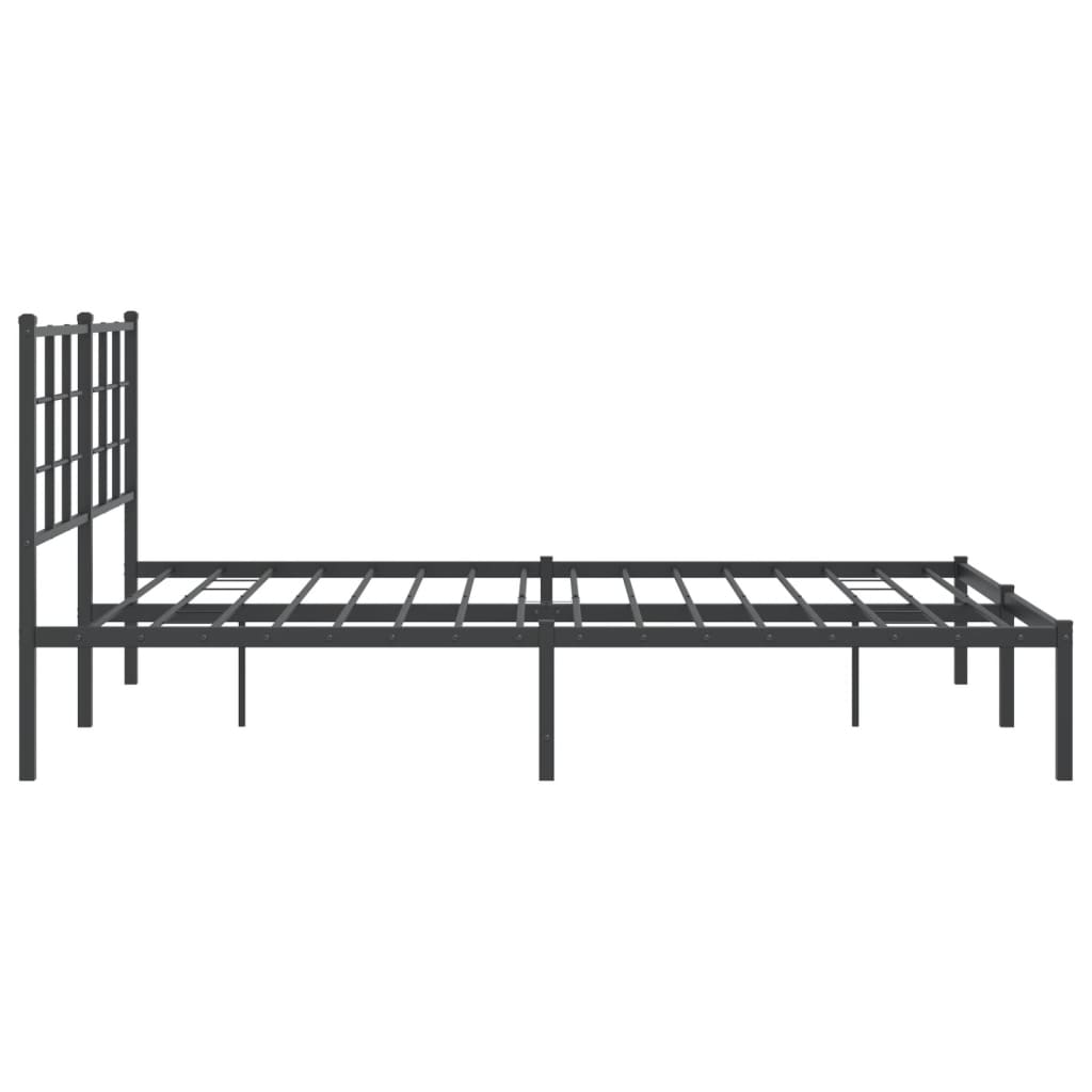 Bed frame with headboard metal black 150x200 cm