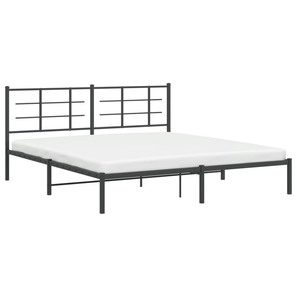 Bed frame with headboard metal black 180x200 cm