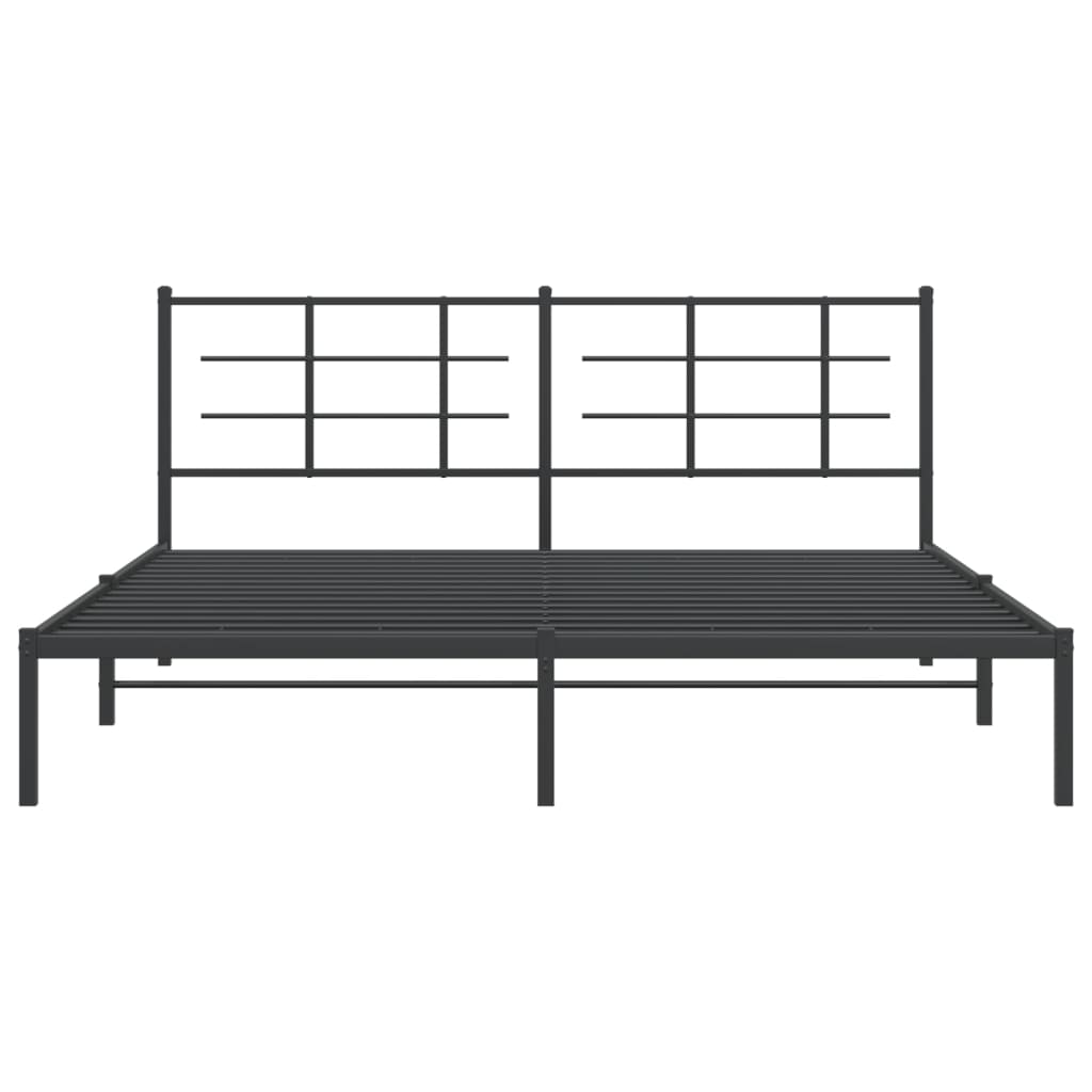 Bed frame with headboard metal black 180x200 cm