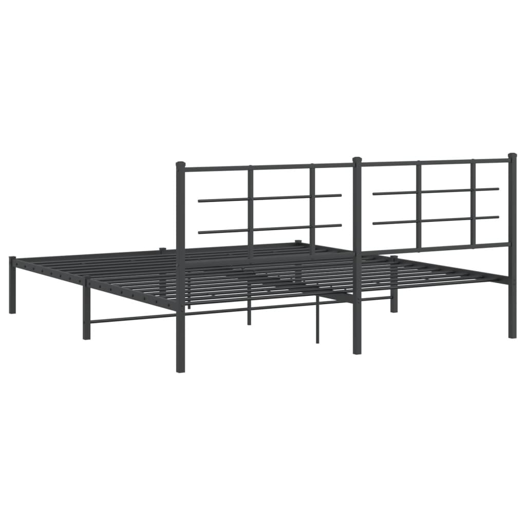 Bed frame with headboard metal black 180x200 cm