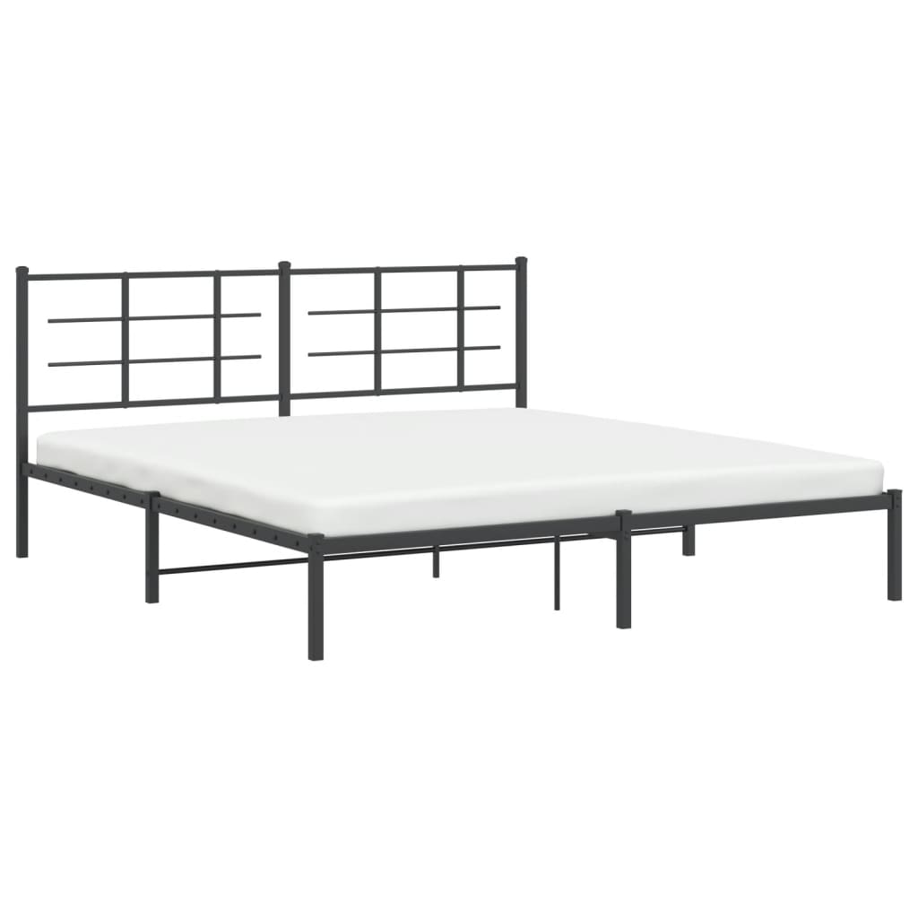 Bed frame with headboard metal black 183x213 cm