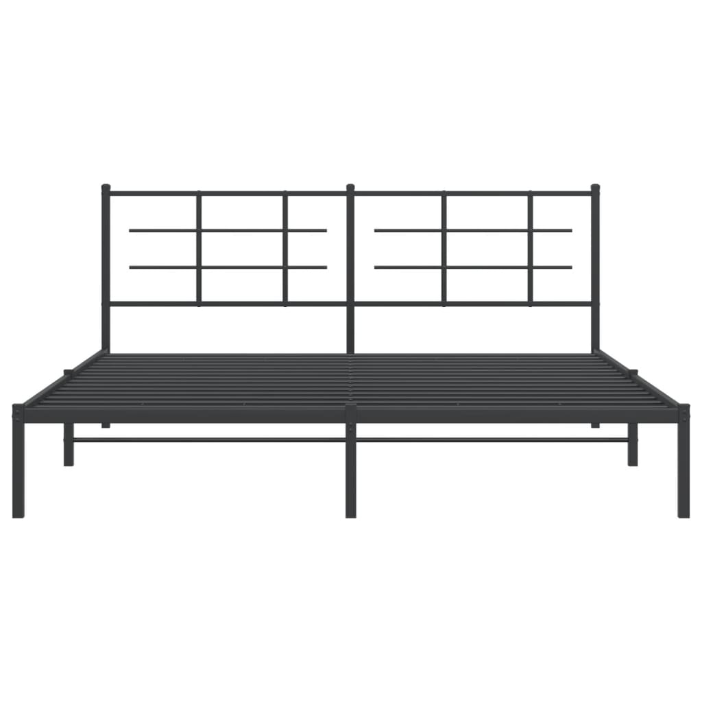 Bed frame with headboard metal black 183x213 cm