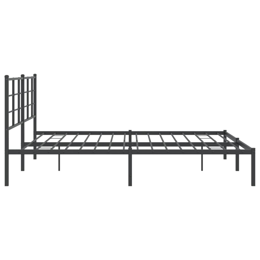 Bed frame with headboard metal black 183x213 cm