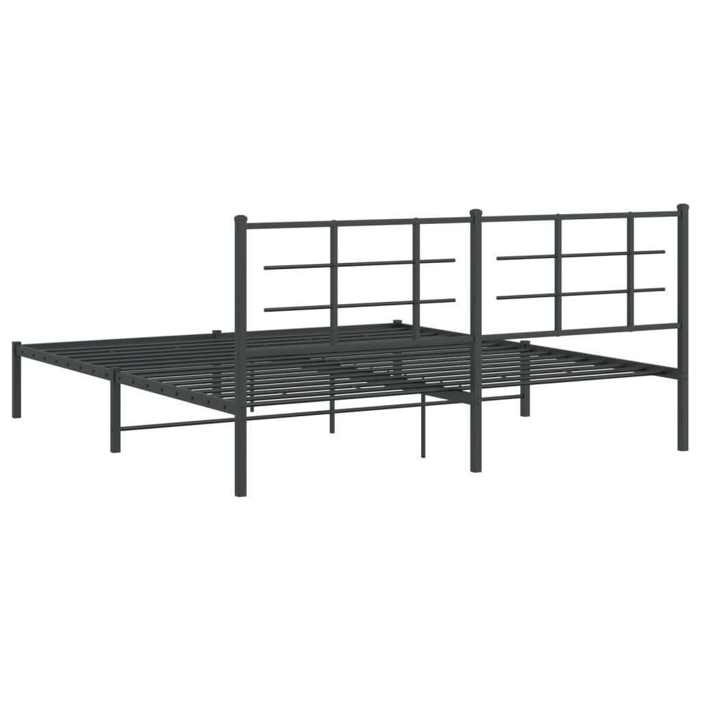 Bed frame with headboard metal black 183x213 cm