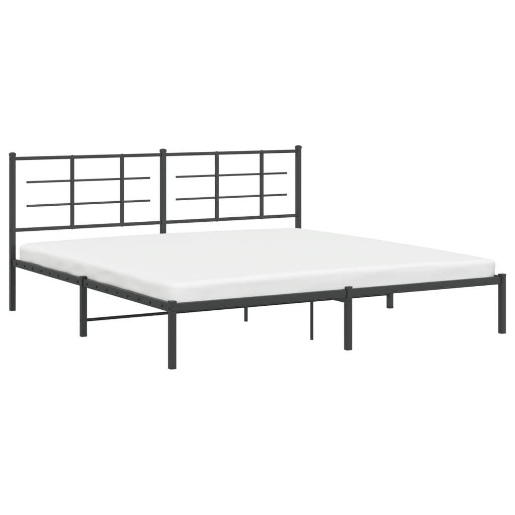 Bed frame with headboard metal black 193x203 cm